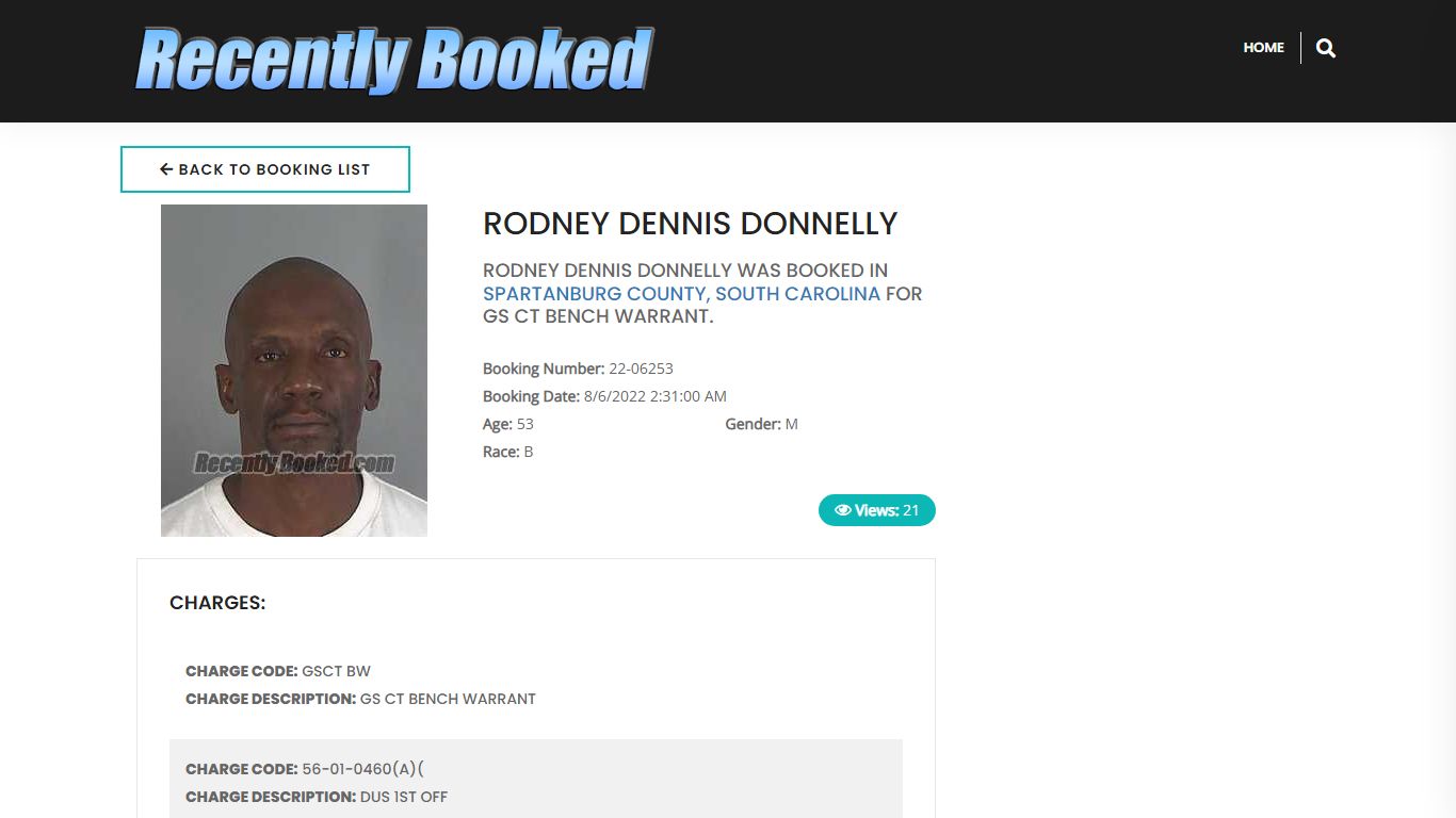 Recent Booking / Mugshot for RODNEY DENNIS DONNELLY in Spartanburg ...